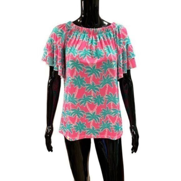 NWT Simply Southern collection off shoulder Sass Top Palm size small - Picture 2 of 13